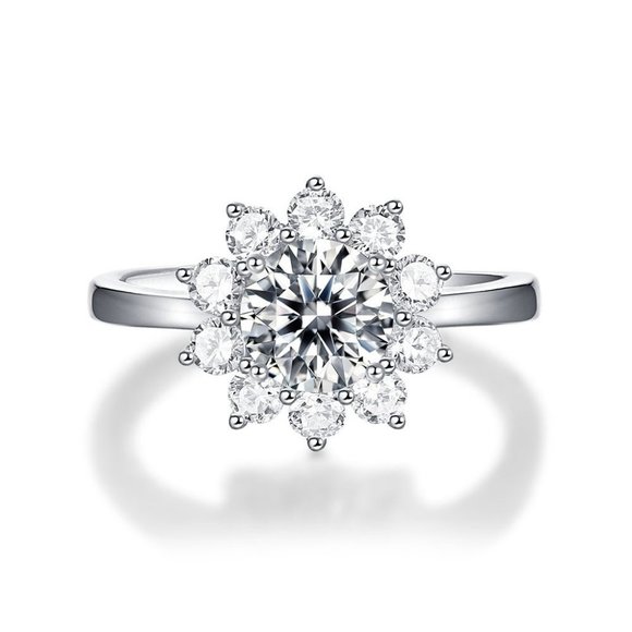 Certified 1ct. t.w. Moissanite Diamond Sunflower Ring NEW - Picture 7 of 13